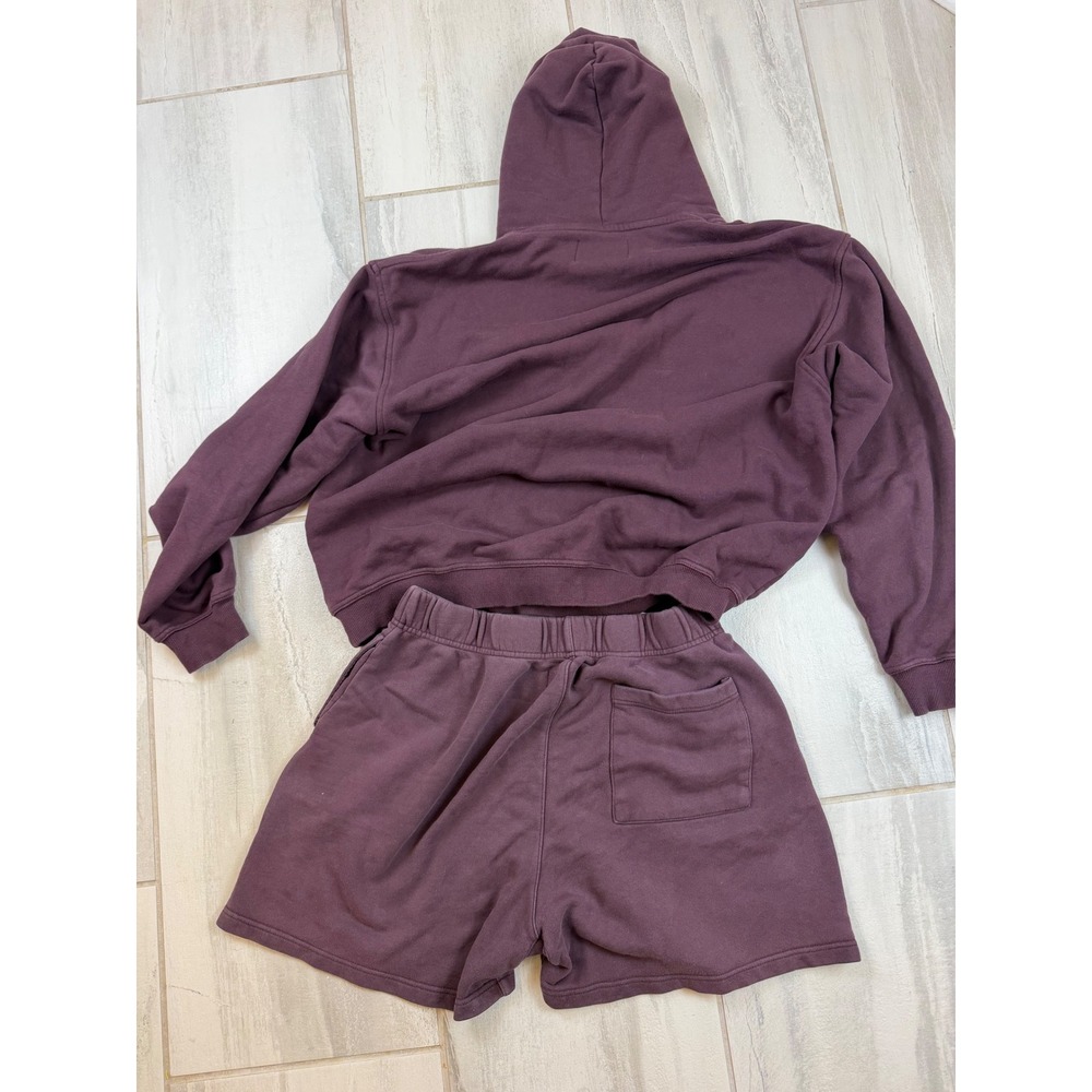 Darc Sport Wolves Club Mens XL Plum Burgundy Cropped Hoodie Shorts Set Limited - Picture 6 of 6